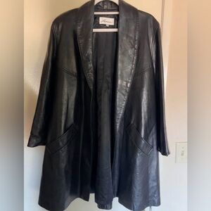 Vintage Lanna Black Leather Trench Coat
